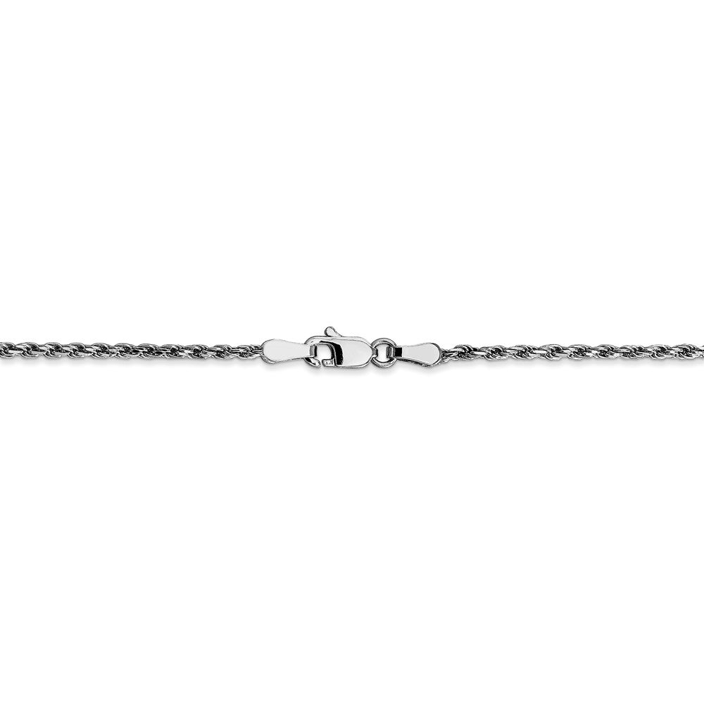 Alternate view of the 1.6mm, 10k White Gold Diamond Cut Solid Rope Chain Bracelet by The Black Bow Jewelry Co.