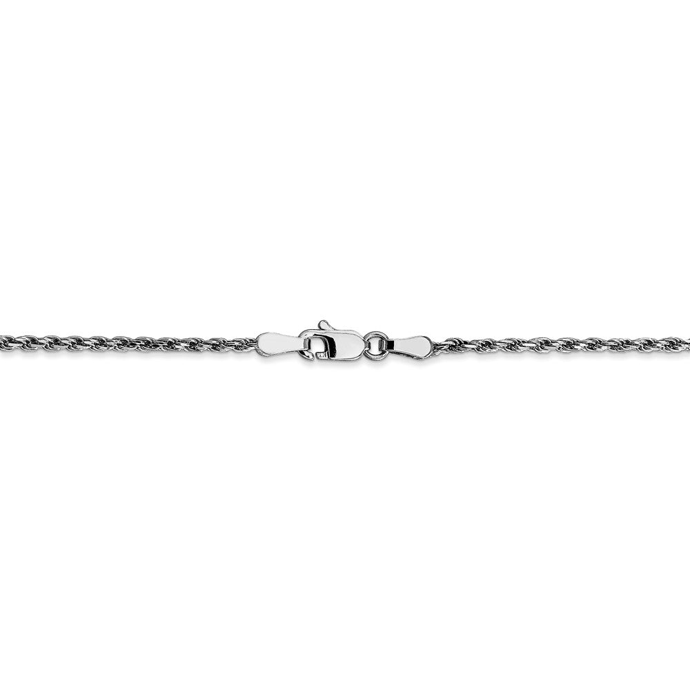 Alternate view of the 1.6mm, 10k White Gold Diamond Cut Solid Rope Chain Necklace by The Black Bow Jewelry Co.