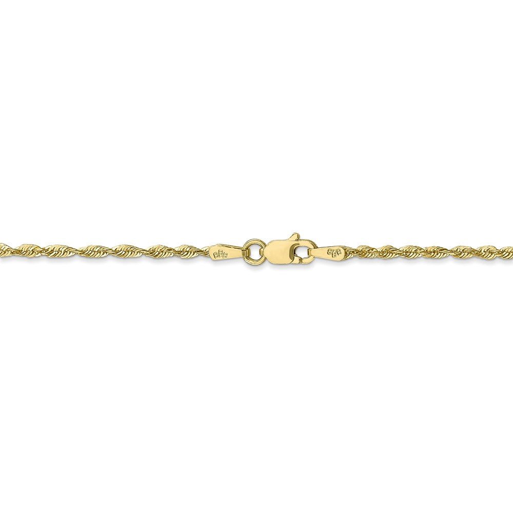 Alternate view of the 1.8mm, 10k Yellow Gold Lightweight D/C Rope Chain Anklet by The Black Bow Jewelry Co.