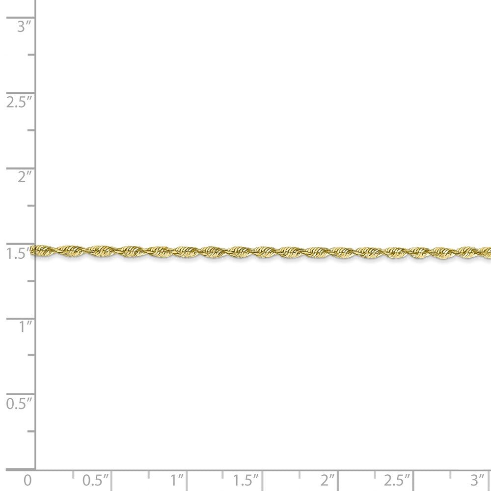 Alternate view of the 1.8mm, 10k Yellow Gold Lightweight D/C Rope Chain Anklet by The Black Bow Jewelry Co.