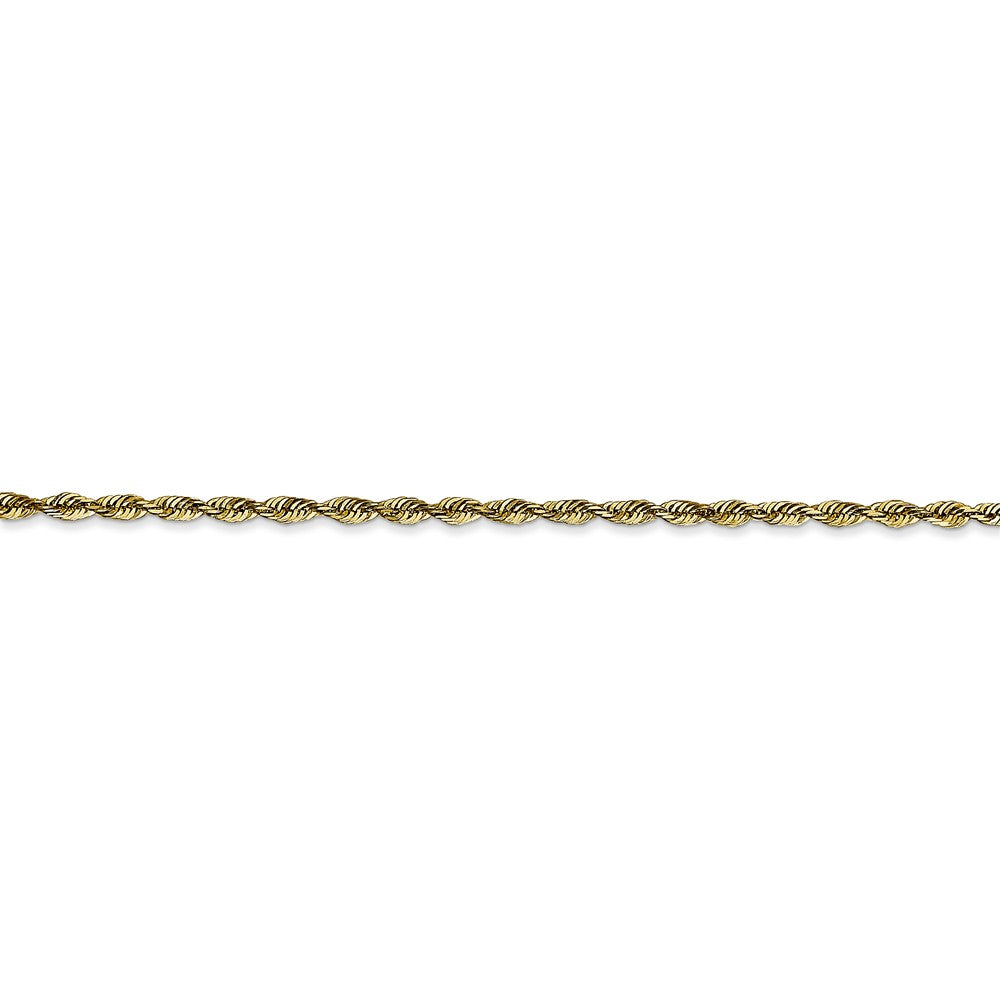Alternate view of the 2mm 10k Yellow Gold Lightweight D/C Rope Chain Anklet, 10 Inch by The Black Bow Jewelry Co.