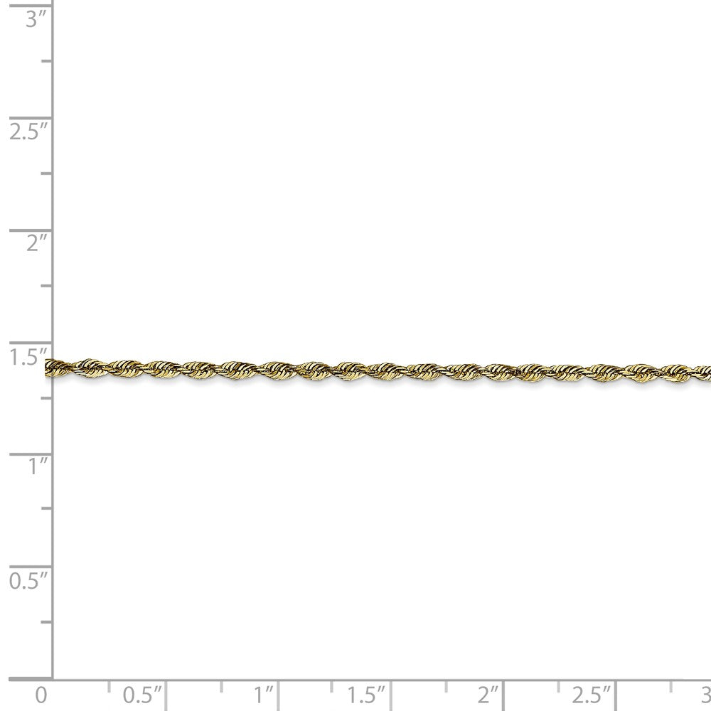 Alternate view of the 2mm, 10k Yellow Gold Lightweight D/C Rope Chain Necklace by The Black Bow Jewelry Co.