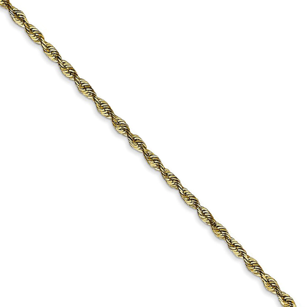 2mm, 10k Yellow Gold Lightweight D/C Rope Chain Necklace