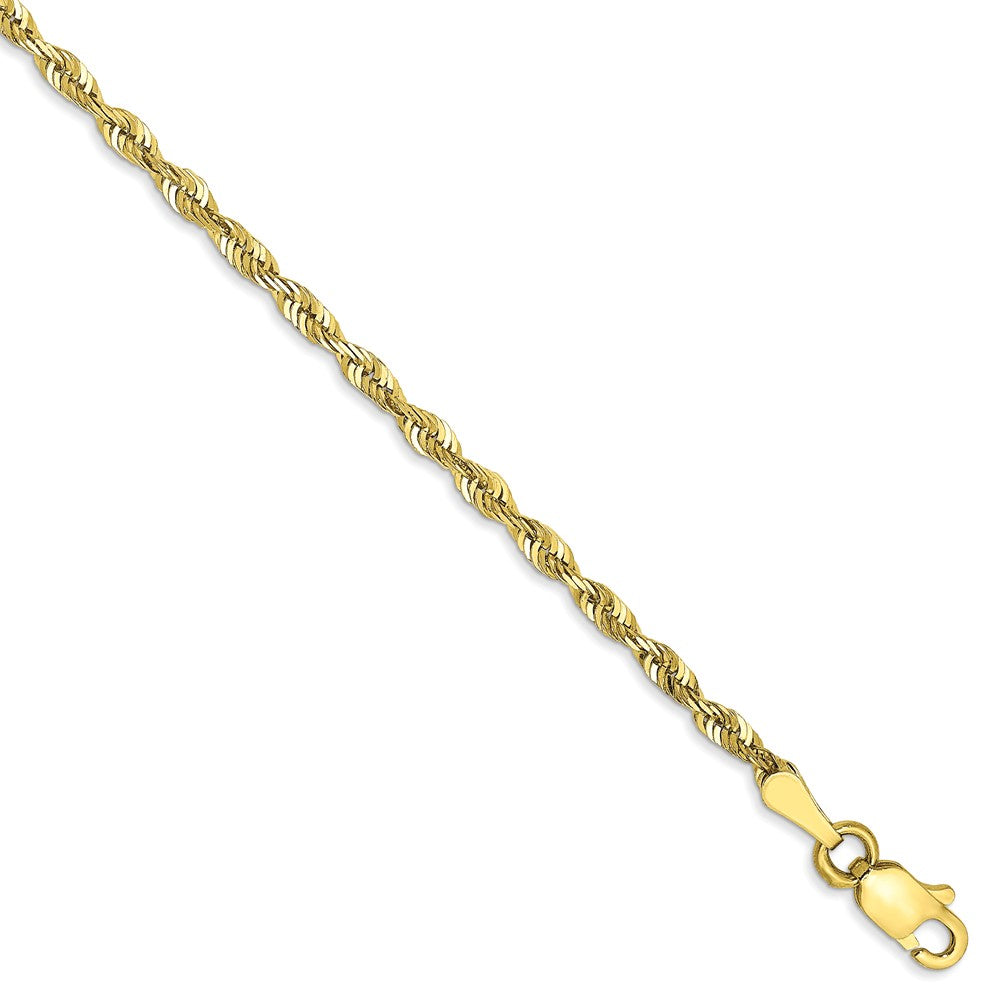 2.25mm, 10k Yellow Gold Lightweight D/C Rope Chain Anklet or Bracelet