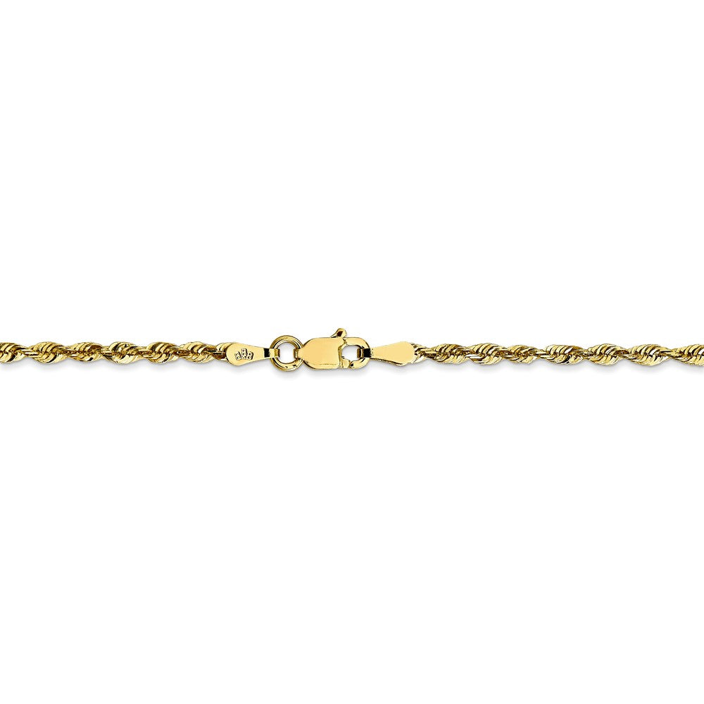 Alternate view of the 2.25mm, 10k Yellow Gold Lightweight D/C Rope Chain Necklace by The Black Bow Jewelry Co.