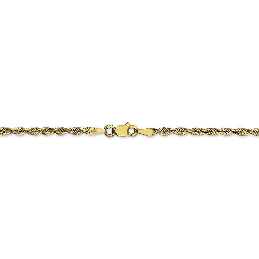 Alternate view of the 2.5mm, 10k Yellow Gold Lightweight D/C Rope Chain Bracelet by The Black Bow Jewelry Co.