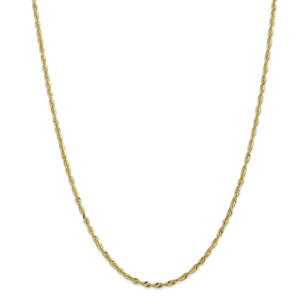 Alternate view of the 2.5mm, 10k Yellow Gold Lightweight D/C Rope Chain Necklace by The Black Bow Jewelry Co.