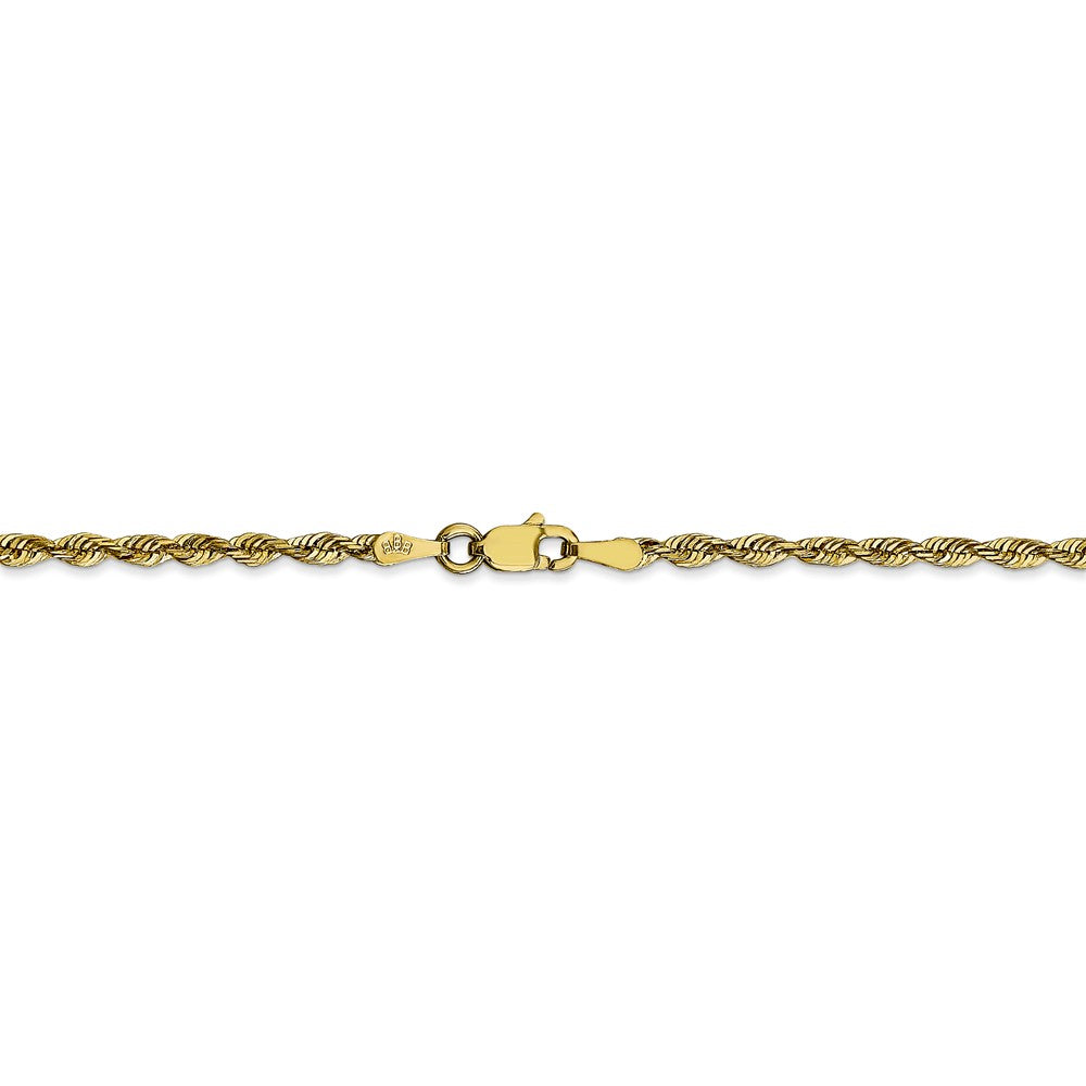 Alternate view of the 2.5mm, 10k Yellow Gold Lightweight D/C Rope Chain Necklace by The Black Bow Jewelry Co.