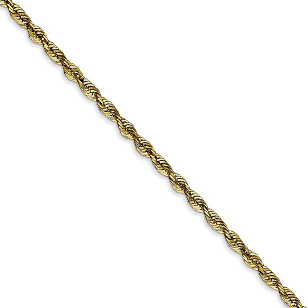 2.5mm, 10k Yellow Gold Lightweight D/C Rope Chain Necklace