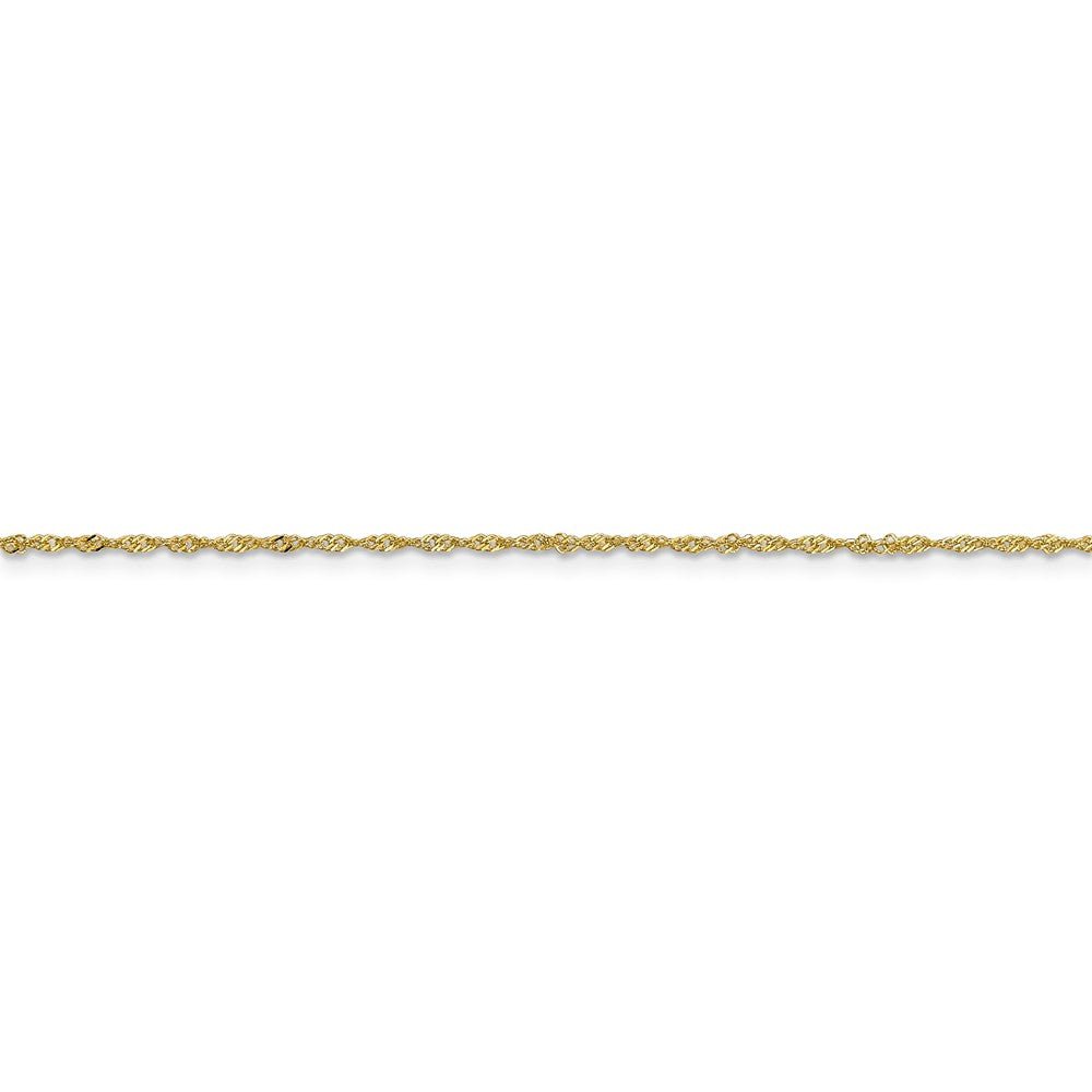 Alternate view of the 1.1mm, 10k Yellow Gold, Singapore Chain Anklet or Bracelet by The Black Bow Jewelry Co.