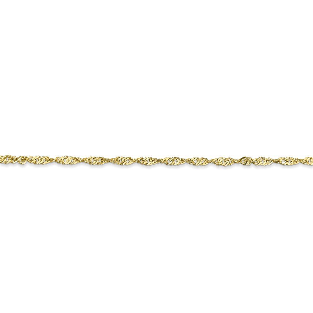 Alternate view of the 1.7mm, 10k Yellow Gold, Singapore Chain Anklet or Bracelet by The Black Bow Jewelry Co.