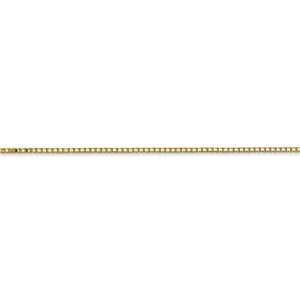 Alternate view of the 1.1mm, 10k Yellow Gold, Box Chain Anklet, 9 Inch by The Black Bow Jewelry Co.