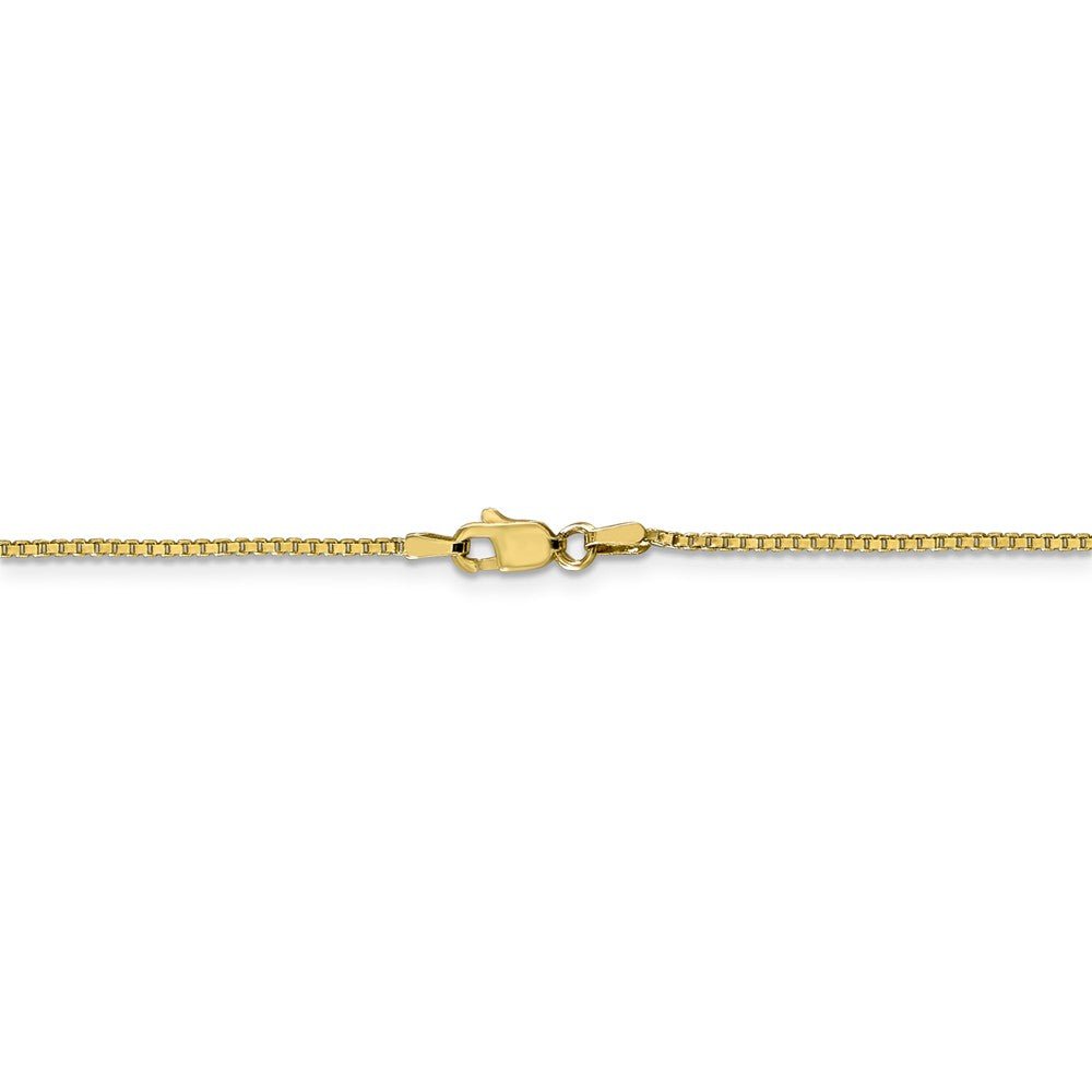 Alternate view of the 1.1mm, 10k Yellow Gold, Box Chain Anklet, 9 Inch by The Black Bow Jewelry Co.