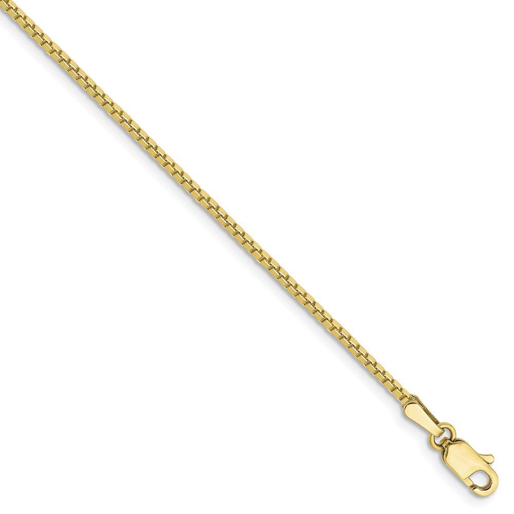 1.25mm, 10k Yellow Gold, Box Chain Anklet, 9 Inch, Item C8988-09 by The Black Bow Jewelry Co.