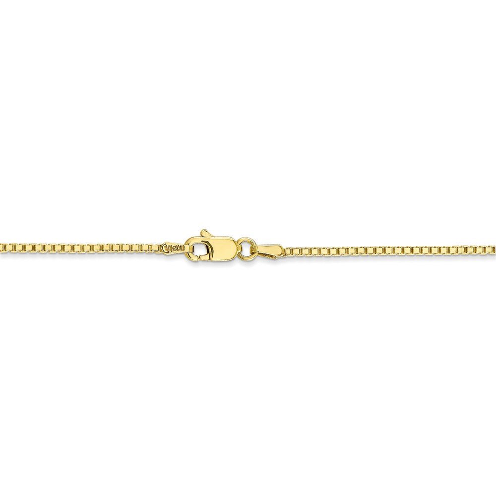 Alternate view of the 1.25mm, 10k Yellow Gold, Box Chain Anklet, 9 Inch by The Black Bow Jewelry Co.