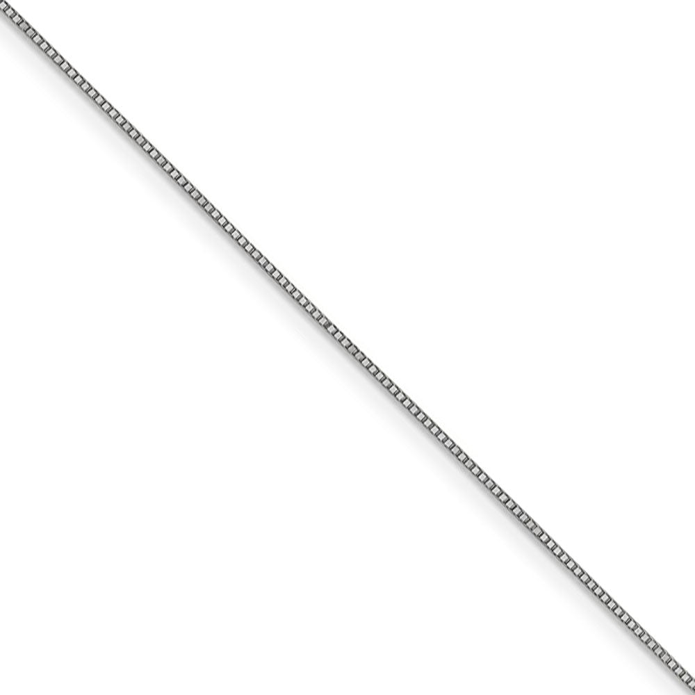 0.7mm, 10k White Gold, Box Chain Necklace