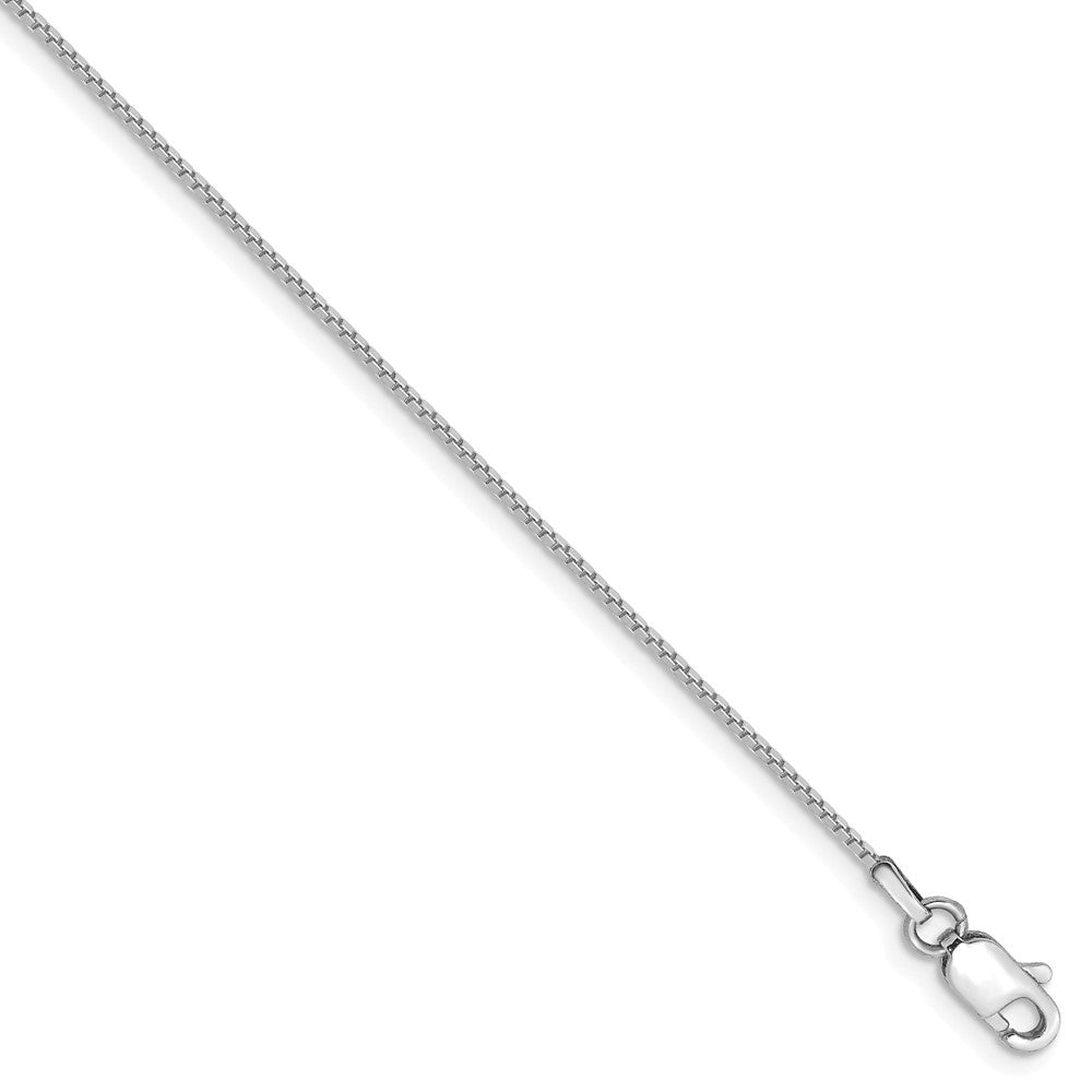 0.9mm, 10k White Gold, Box Chain Anklet or Bracelet, Item C8995-B by The Black Bow Jewelry Co.