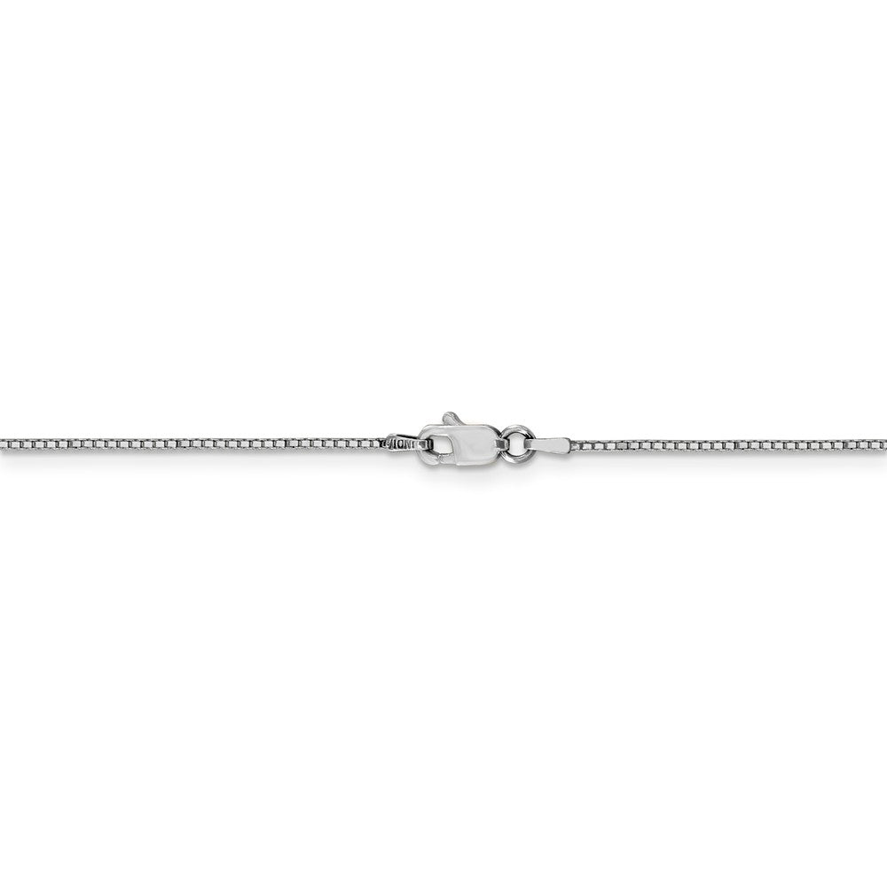 Alternate view of the 0.9mm, 10k White Gold, Box Chain Anklet or Bracelet by The Black Bow Jewelry Co.