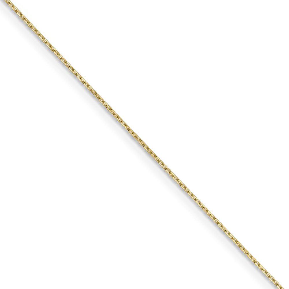 0.8mm, 10k Yellow Gold, Diamond Cut Cable Chain Necklace