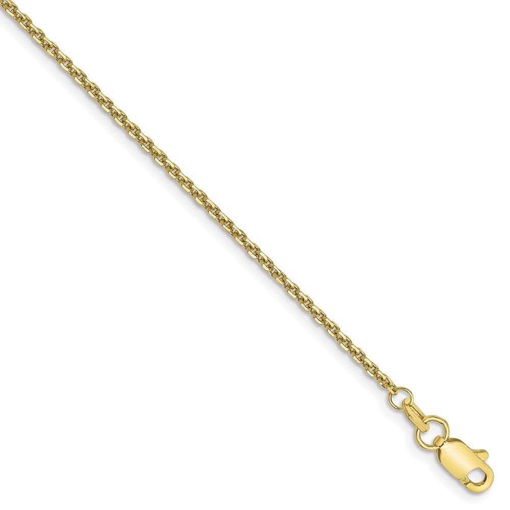 1.3mm, 10k Yellow Gold, Diamond Cut Cable Chain Anklet, 9 Inch, Item C9005-09 by The Black Bow Jewelry Co.