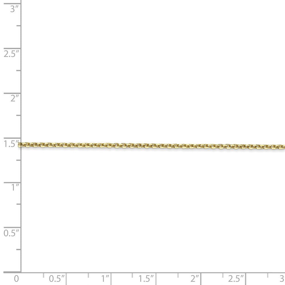 Alternate view of the 1.3mm, 10k Yellow Gold, Diamond Cut Cable Chain Anklet, 9 Inch by The Black Bow Jewelry Co.