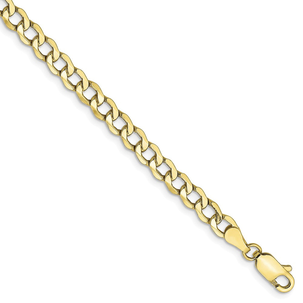4.3mm, 10k Yellow Gold Hollow Curb Link Chain Bracelet, Item C9011-B by The Black Bow Jewelry Co.