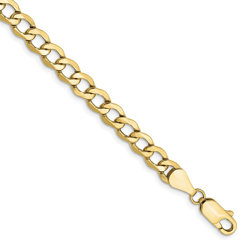 5.25mm, 10k Yellow Gold Hollow Curb Link Chain Bracelet, Item C9012-B by The Black Bow Jewelry Co.