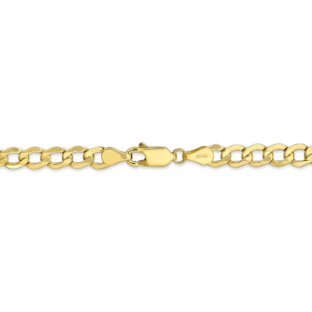 Alternate view of the 5.25mm, 10k Yellow Gold Hollow Curb Link Chain Bracelet by The Black Bow Jewelry Co.
