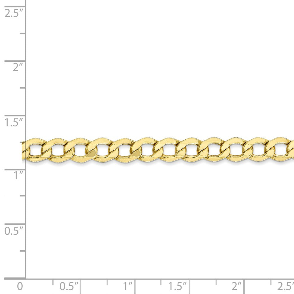 Alternate view of the 5.25mm, 10k Yellow Gold Hollow Curb Link Chain Bracelet by The Black Bow Jewelry Co.
