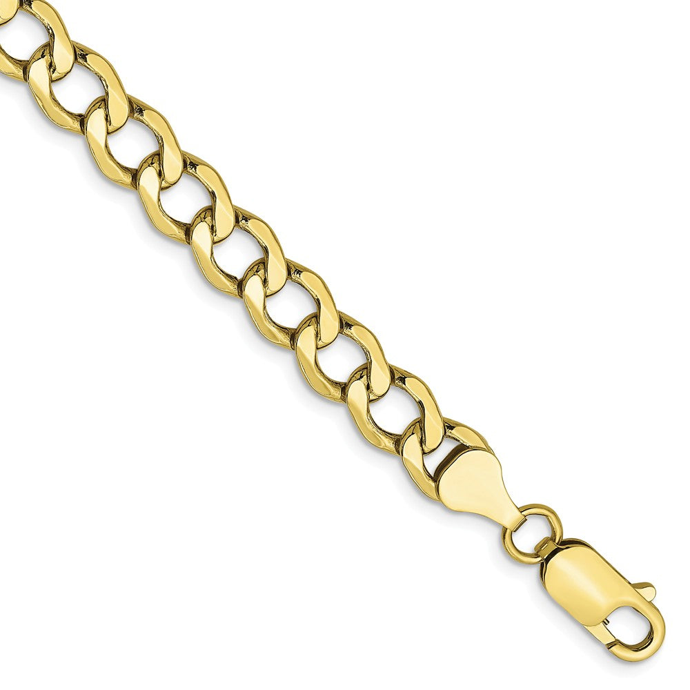 Men&#39;s 6.5mm, 10k Yellow Gold Hollow Curb Link Chain Bracelet, Item C9013-B by The Black Bow Jewelry Co.