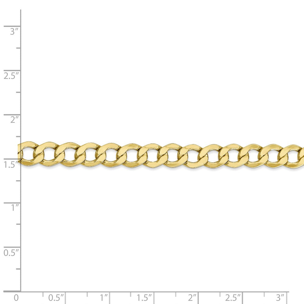 Alternate view of the Men&#39;s 6.5mm, 10k Yellow Gold Hollow Curb Link Chain Bracelet by The Black Bow Jewelry Co.
