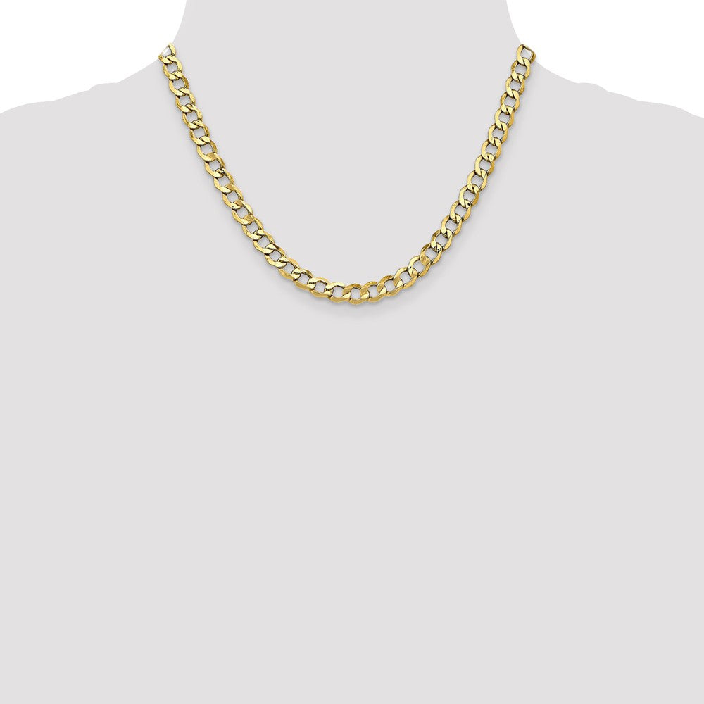 Alternate view of the Men&#39;s 6.5mm, 10k Yellow Gold Hollow Curb Link Chain Necklace by The Black Bow Jewelry Co.