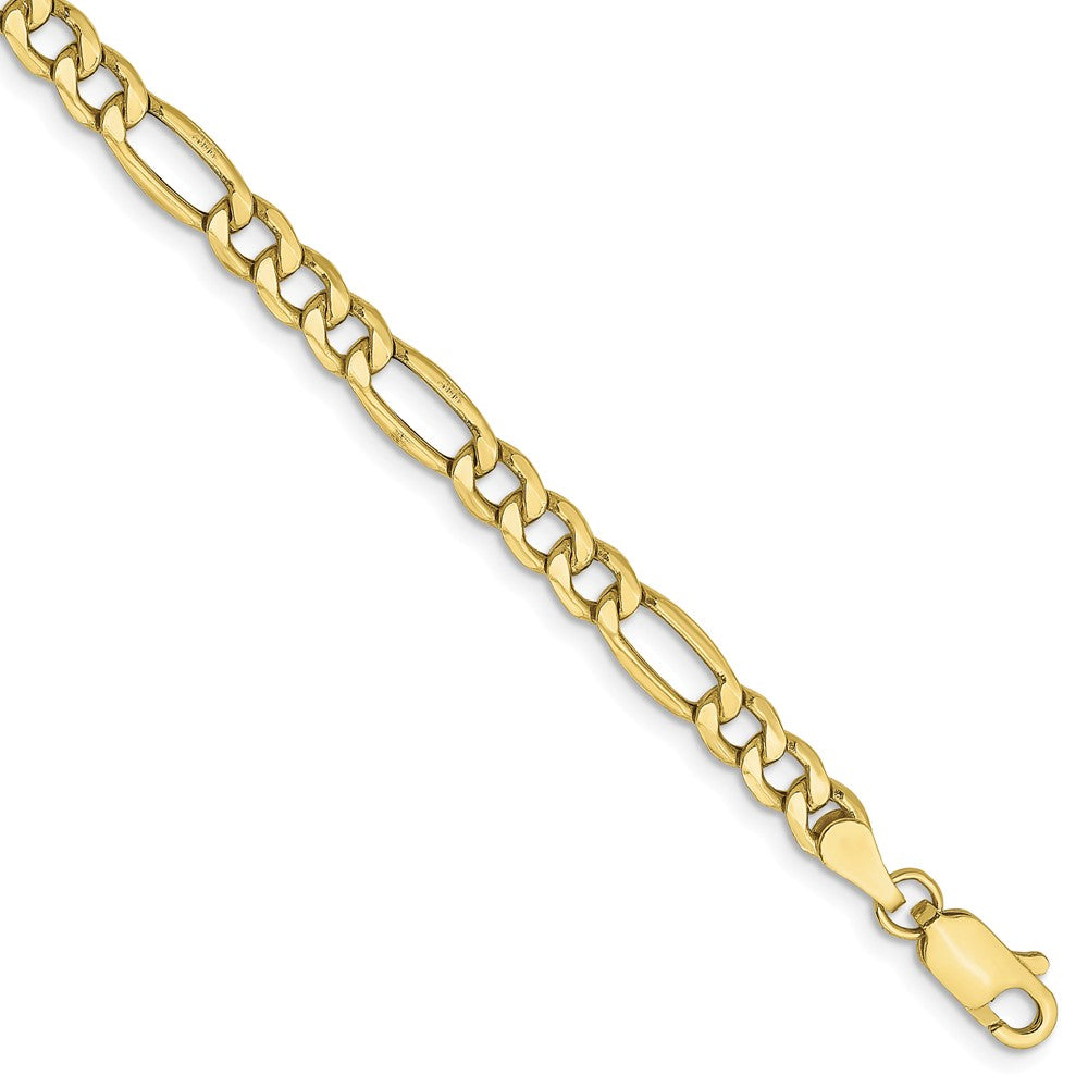 4.5mm, 10k Yellow Gold Hollow Figaro Chain Bracelet, Item C9014-B by The Black Bow Jewelry Co.