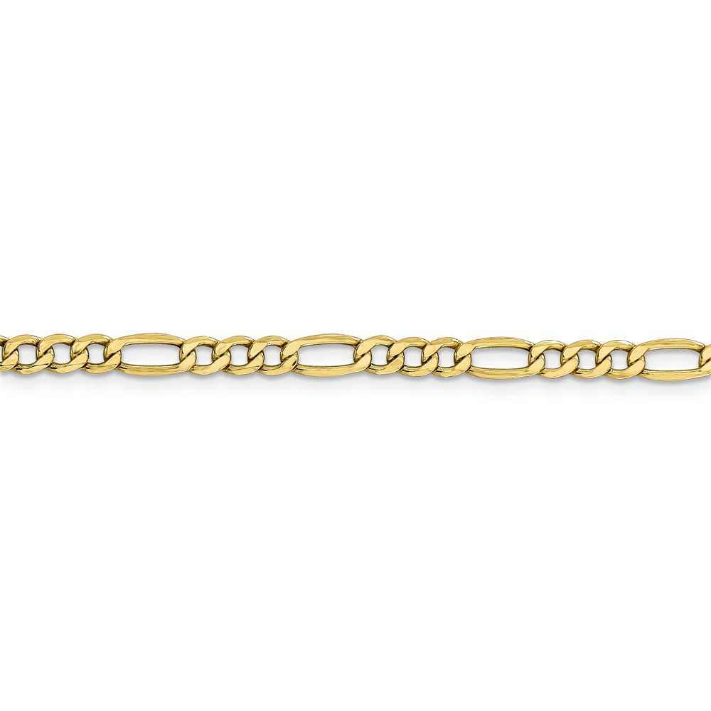 Alternate view of the 4.5mm, 10k Yellow Gold Hollow Figaro Chain Bracelet by The Black Bow Jewelry Co.