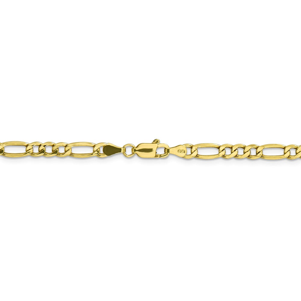 Alternate view of the 4.5mm, 10k Yellow Gold Hollow Figaro Chain Bracelet by The Black Bow Jewelry Co.