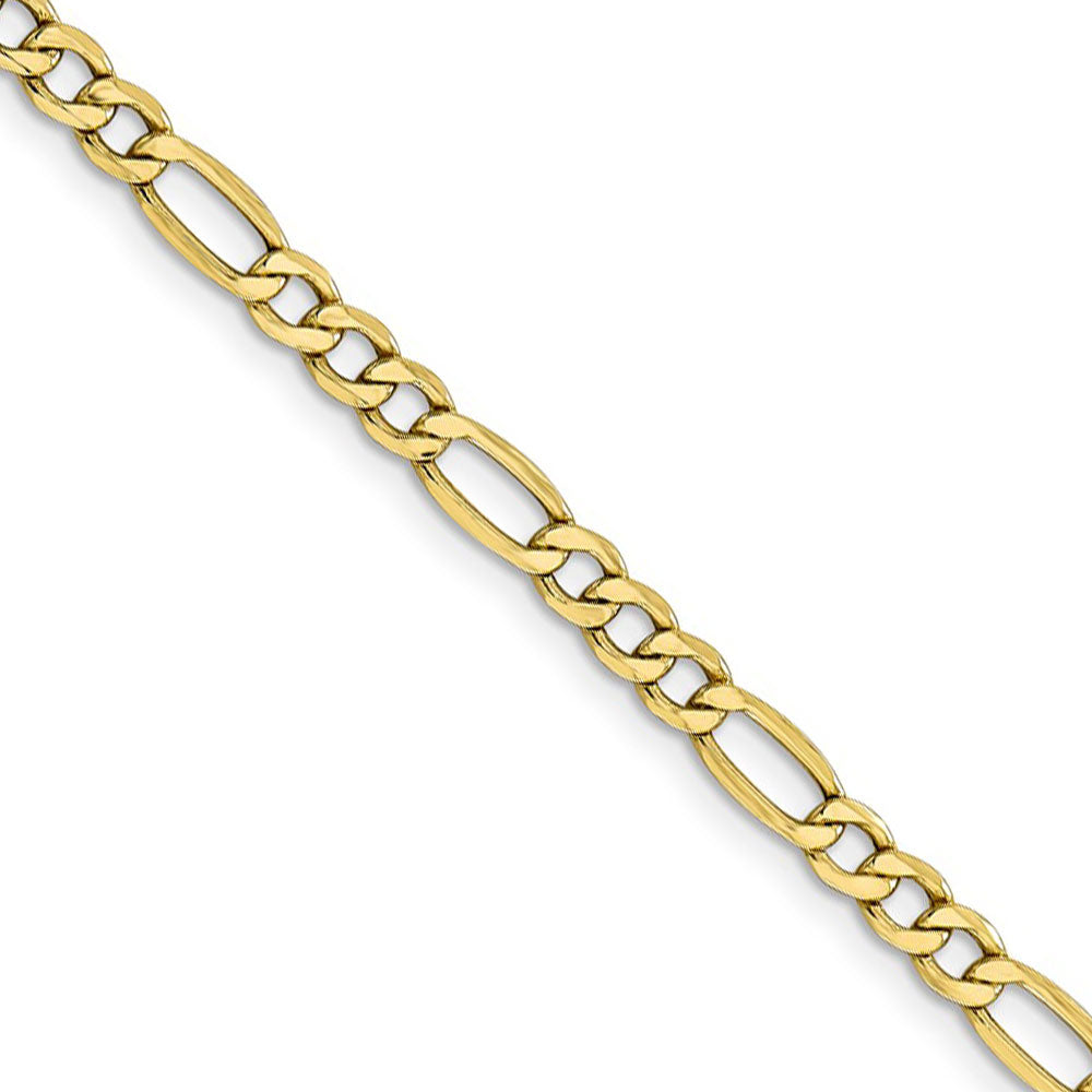 4.5mm, 10k Yellow Gold Hollow Figaro Chain Necklace