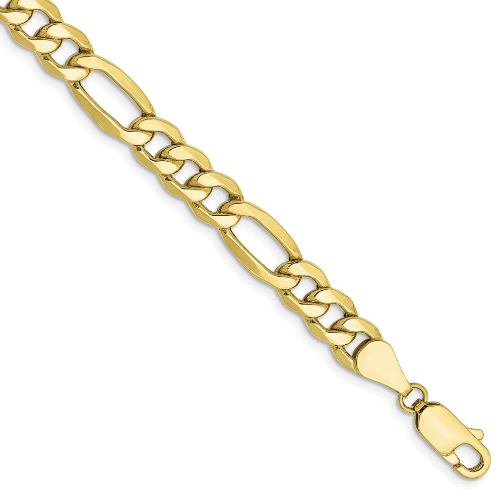 Men&#39;s 6.25mm, 10k Yellow Gold Hollow Figaro Chain Bracelet, Item C9015-B by The Black Bow Jewelry Co.