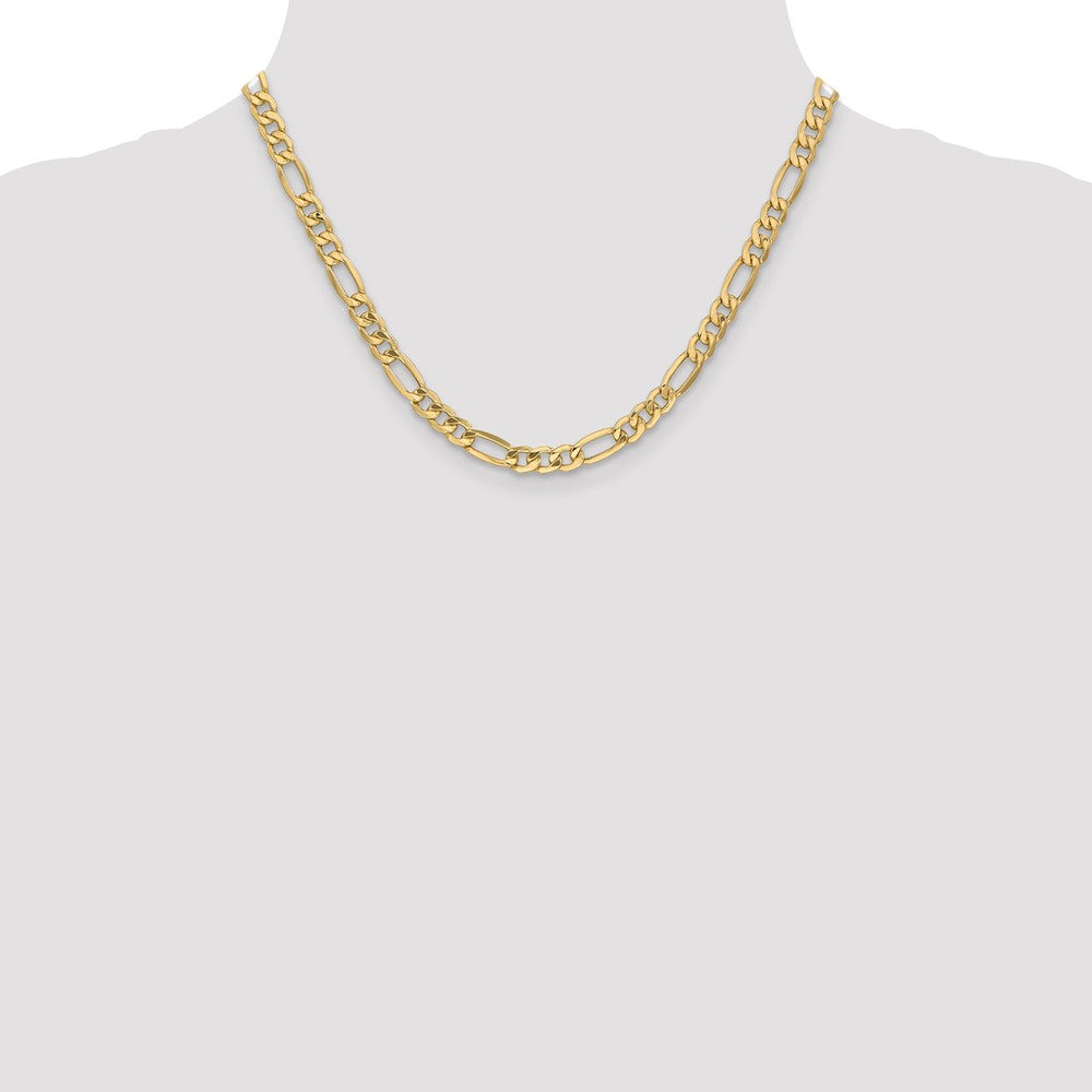 Alternate view of the Men&#39;s 6.25mm, 10k Yellow Gold Hollow Figaro Chain Necklace by The Black Bow Jewelry Co.