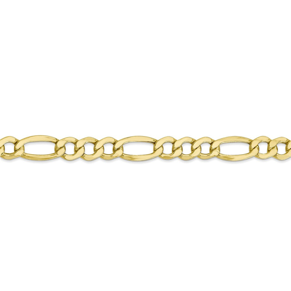Alternate view of the Men&#39;s 7.3mm, 10k Yellow Gold Hollow Figaro Chain Bracelet by The Black Bow Jewelry Co.