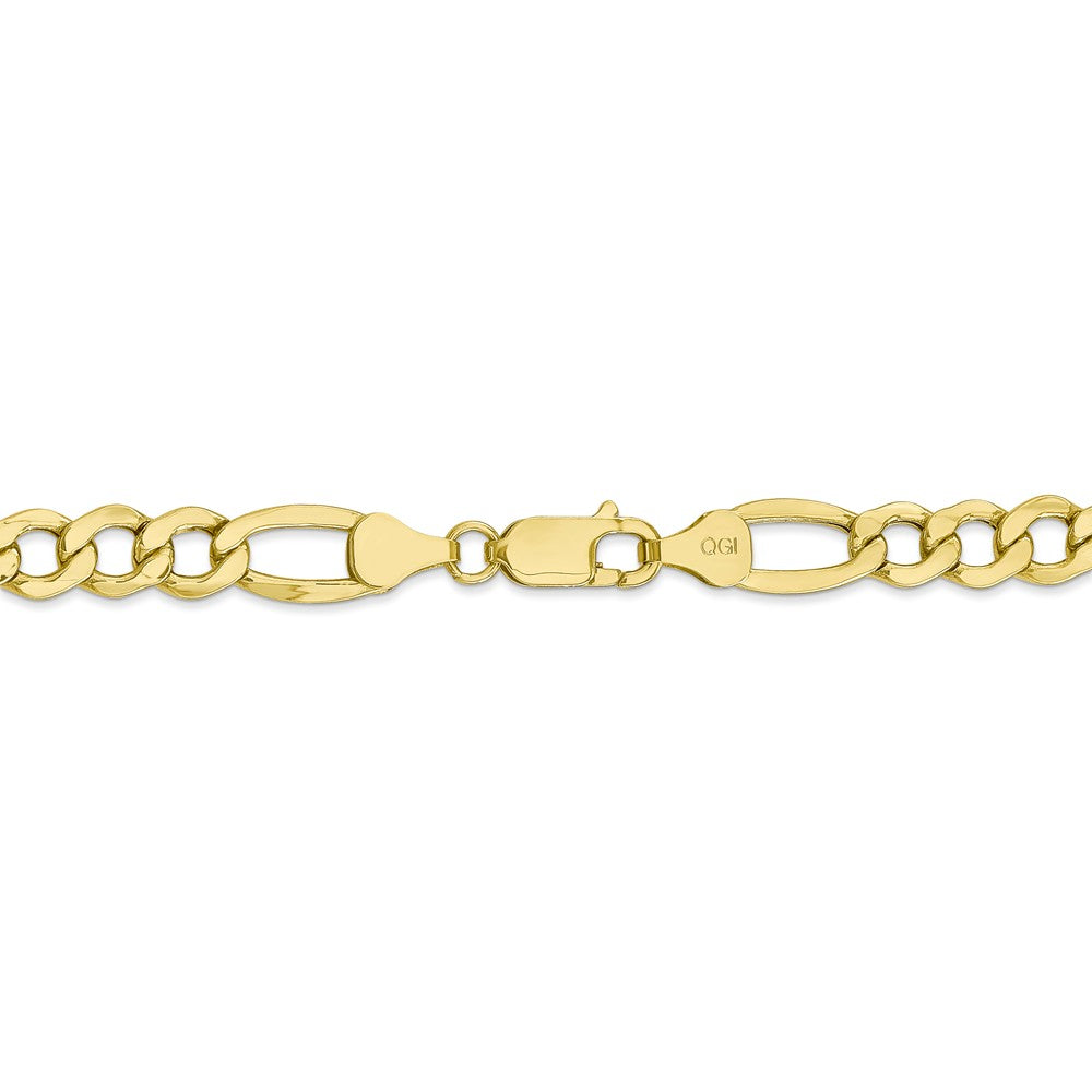 Alternate view of the Men&#39;s 7.3mm, 10k Yellow Gold Hollow Figaro Chain Bracelet by The Black Bow Jewelry Co.