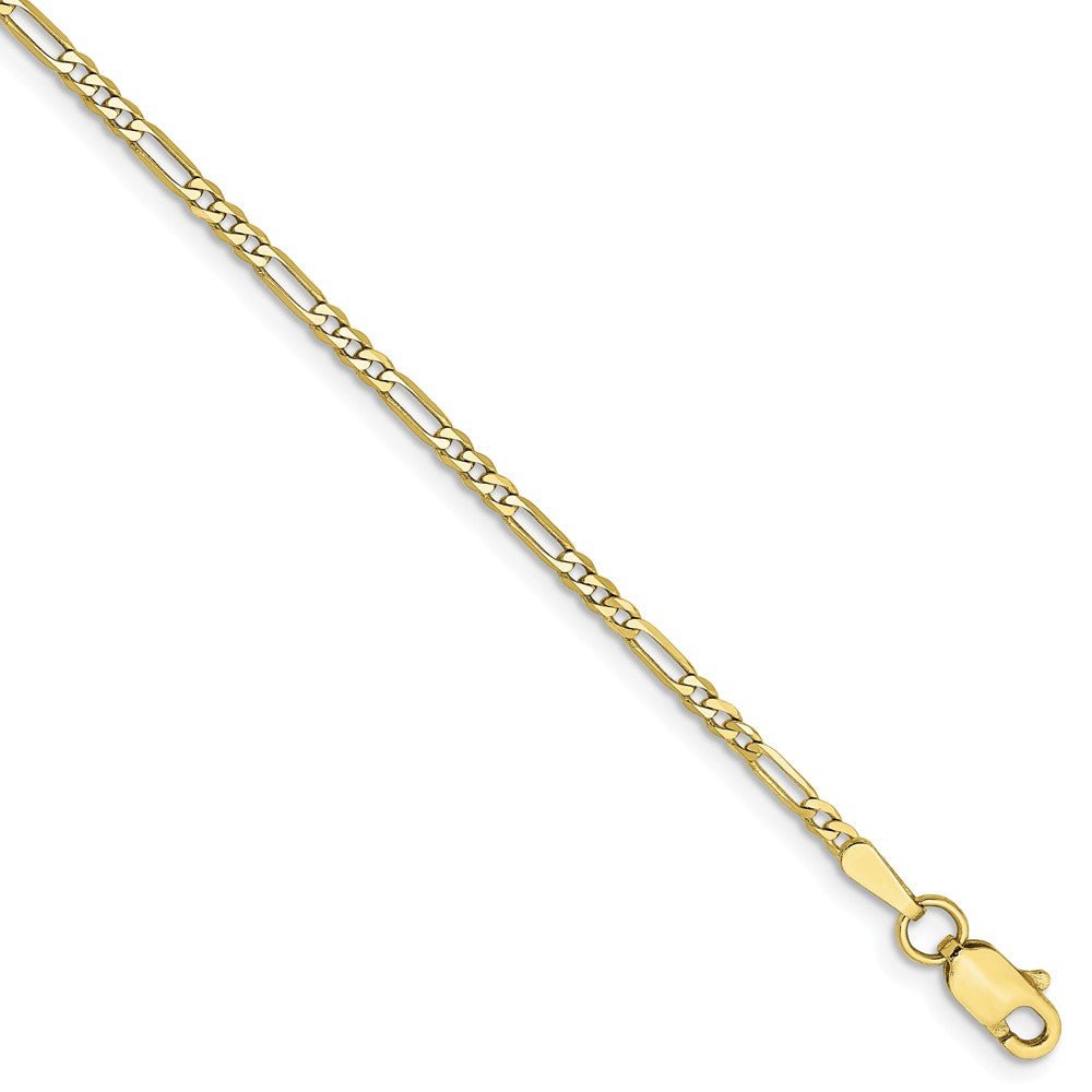 1.75mm, 10k Yellow Gold, Solid Concave Figaro Chain Bracelet, Item C9017-B by The Black Bow Jewelry Co.