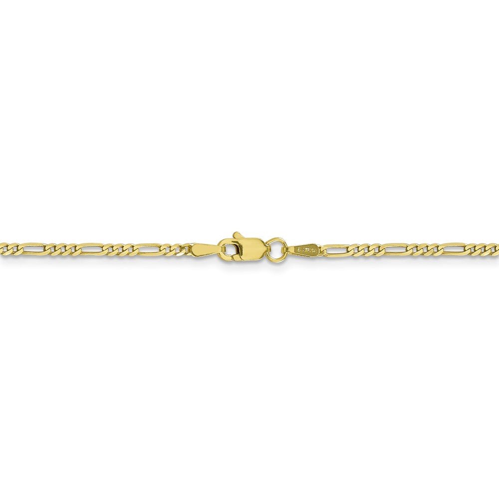 Alternate view of the 1.75mm, 10k Yellow Gold, Solid Concave Figaro Chain Bracelet by The Black Bow Jewelry Co.
