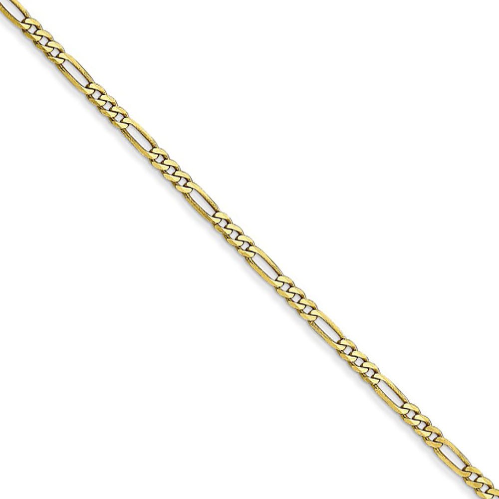 1.75mm, 10k Yellow Gold, Solid Concave Figaro Chain Necklace