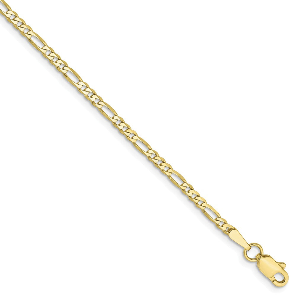 2.2mm, 10k Yellow Gold, Solid Concave Figaro Chain Bracelet, Item C9018-B by The Black Bow Jewelry Co.