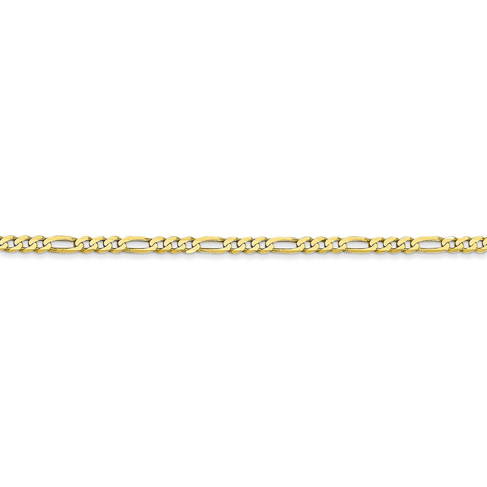 Alternate view of the 2.2mm, 10k Yellow Gold, Solid Concave Figaro Chain Bracelet by The Black Bow Jewelry Co.