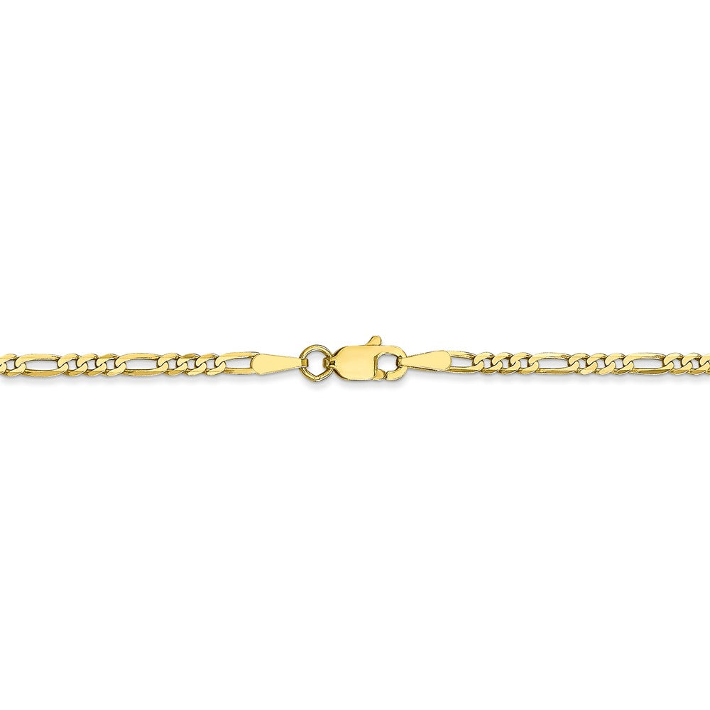 Alternate view of the 2.2mm, 10k Yellow Gold, Solid Concave Figaro Chain Bracelet by The Black Bow Jewelry Co.