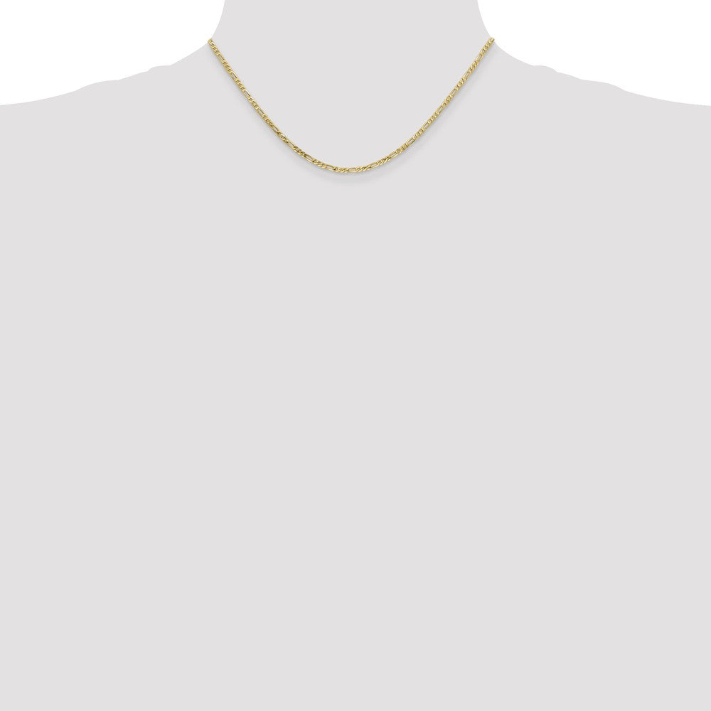 Alternate view of the 2.2mm, 10k Yellow Gold, Solid Concave Figaro Chain Necklace by The Black Bow Jewelry Co.