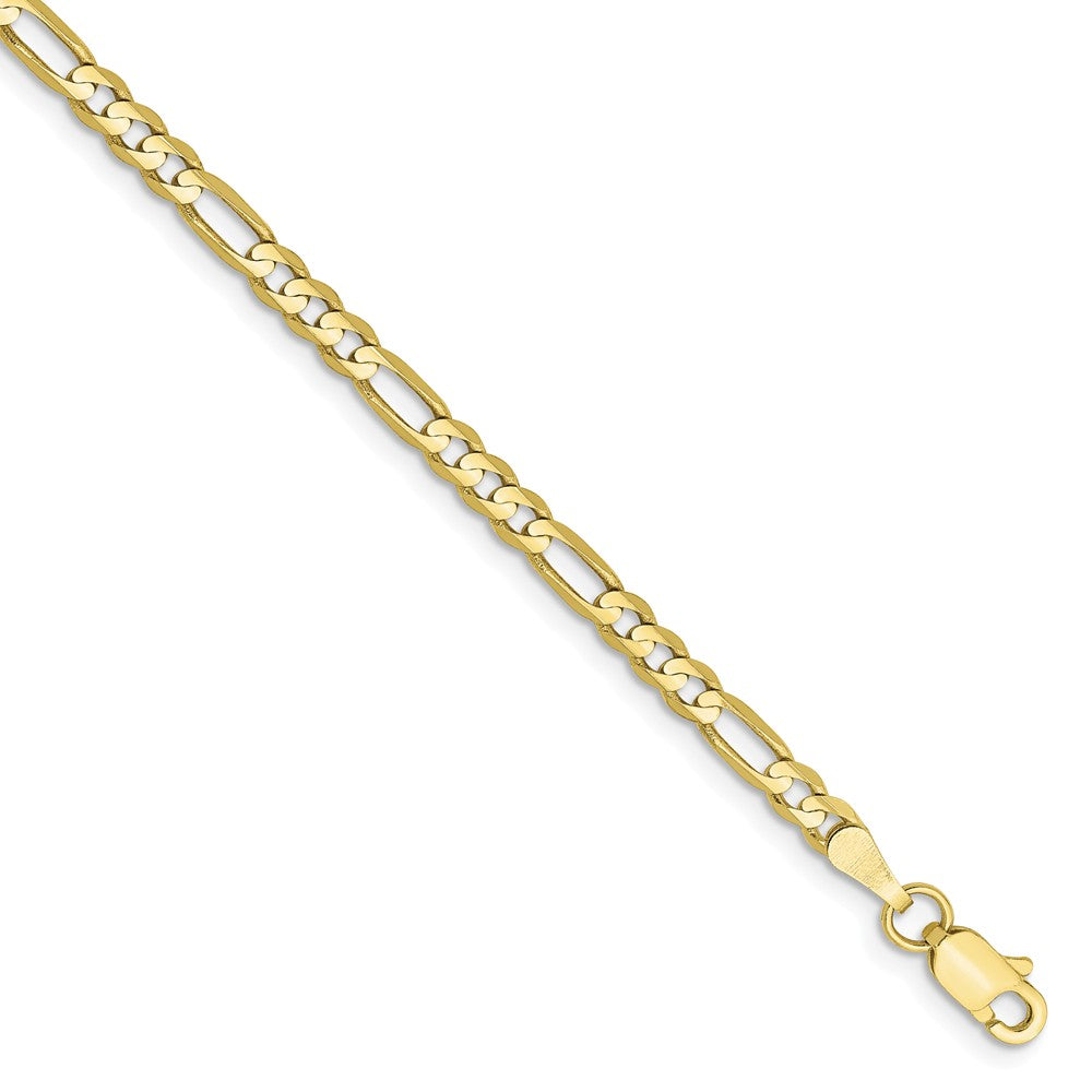 3mm, 10k Yellow Gold, Concave Figaro Chain Bracelet, Item C9019-B by The Black Bow Jewelry Co.