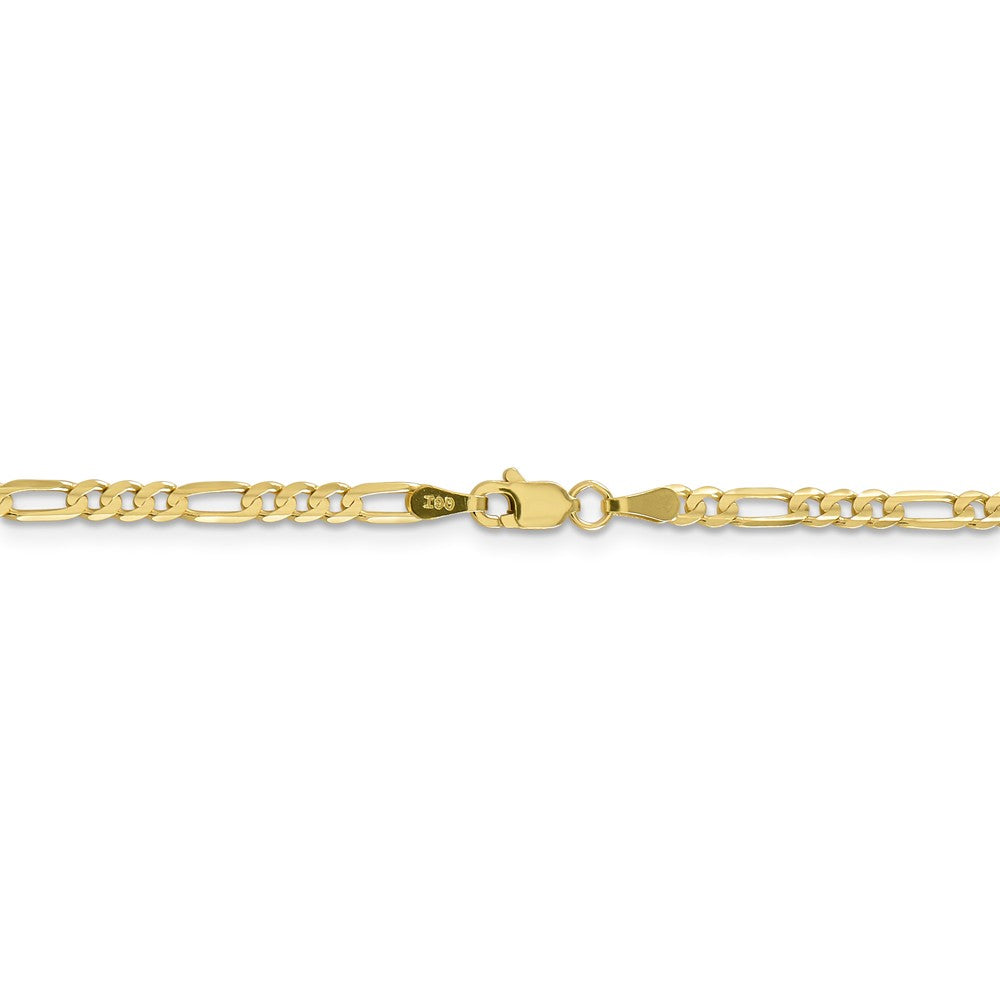 Alternate view of the 3mm, 10k Yellow Gold, Concave Figaro Chain Bracelet by The Black Bow Jewelry Co.