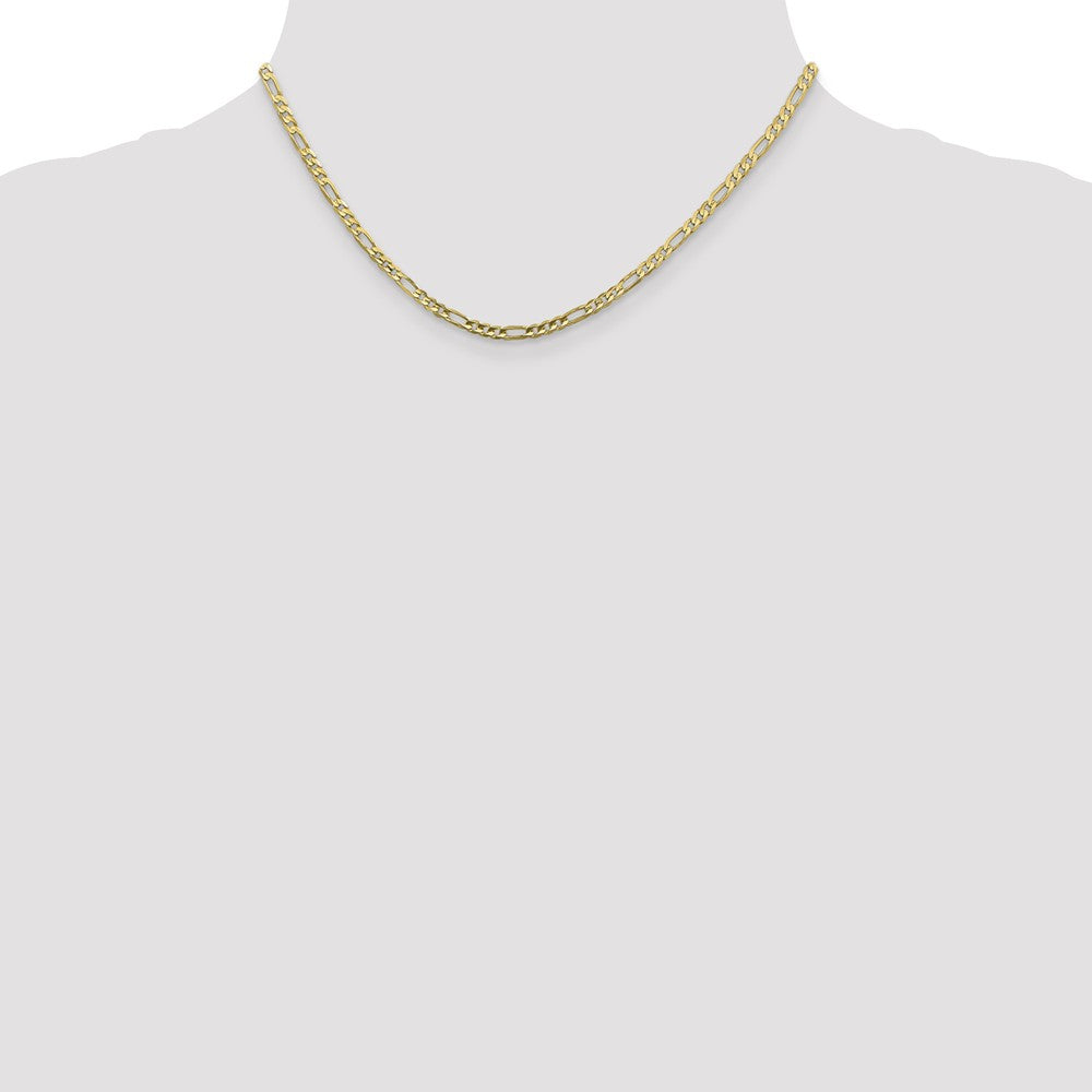 Alternate view of the 3mm, 10k Yellow Gold, Concave Figaro Chain Necklace by The Black Bow Jewelry Co.